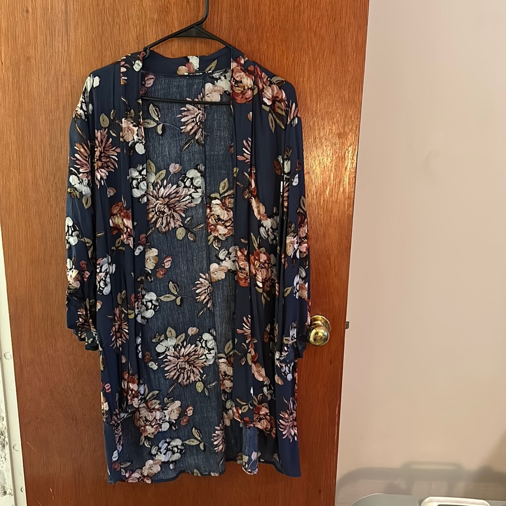 Blue floral kimono
